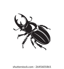Monochrome Stag Beetle Illustration: Powerful, Detailed Vector Graphic for Branding