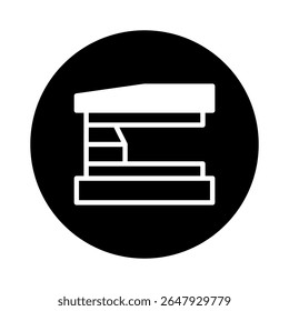 Ilustração de grampeador monocromático sobre fundo escuro transportando material de escritório conceito de equipamento de negócios minimalista