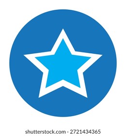 Estrella monocromática dentro del diseño del círculo Estrella simple Gráfico Azul y blanco Logotipo Emblema Símbolo