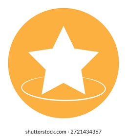Estrella monocromática dentro del diseño del círculo Estrella simple Gráfico de oro y blanco Logo Emblema Símbolo