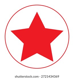 Estrella monocromática dentro del diseño del círculo Estrella simple Gráfico Logotipo rojo Símbolo del emblema