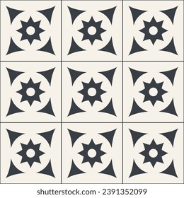 Monochrome star tile seamless pattern. Vector illustration.
