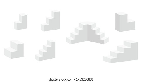Monochrome steps, stairs. Vector illustration.