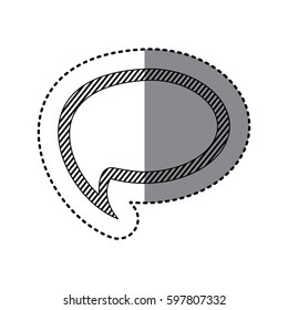 monochrome sticker of cloud speech with tail and contour of stripes vector illustration