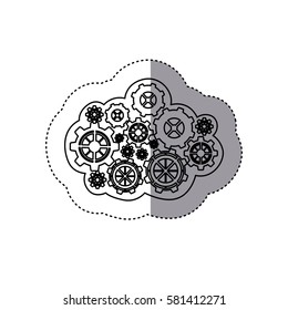 monochrome sticker of concept of cloud maintenance service vector illustration
