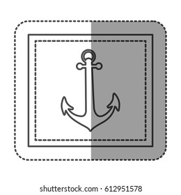 monochrome sticker frame with anchor vector illustration