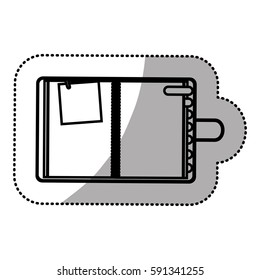 monochrome sticker with notepad and page tab vector illustration