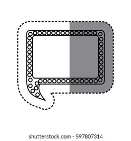 monochrome sticker of rectangular speech with tail and contour of dots vector illustration