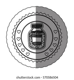 monochrome sticker round frame with bottle with salt and pepper