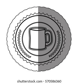 monochrome sticker round frame with porcelain mug