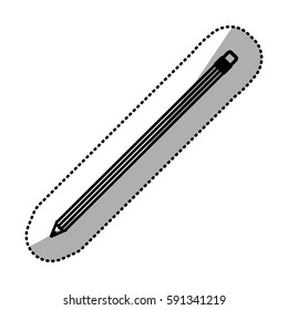 monochrome sticker silhouette of pencil with eraser vector illustration