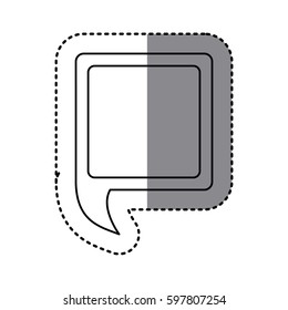 monochrome sticker of square speech with tail to left side vector illustration