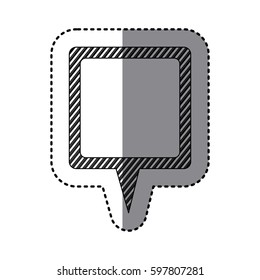 monochrome sticker of square speech with tail and contour of stripes vector illustration