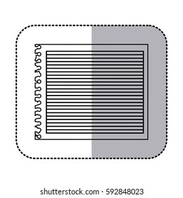 monochrome sticker of striped notebook sheet in blank vector illustration