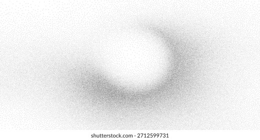 Gradiente punteado monocromo, flor de moteado suave y centro halado, anillo de viñeta sutil. Dispersión de puntos finos, desvanecimiento aireado, núcleo negativo limpio; Ilustración vectorial