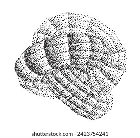 Monochrome Stippled Spiral Shell Artwork Vector