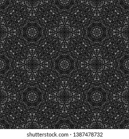 Monochrome stone mosaic pattern background - geometrical oriental seamless kaleidoscope vector art illustration