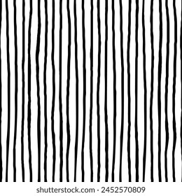 monochrome striped background, seamless pattern, hand drawn black stripes on a white background