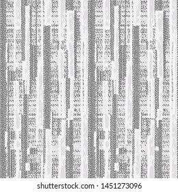 Monochrome Striped Distressed Patchwork Graphic Motif. Seamless Pattern.