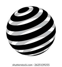 Monochrome striped globe-style logo with elegant 3D effect. Great for minimalist branding, tech icons, or global business.