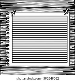 monochrome striped notebook sheet in blank on wood board vector illustration