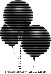 Monochrome striped pattern creates illusion of a balloon.