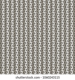 Monochrome striped pattern with points and small crosses interspersed. Upholstery fabric texture. Vector illustration.