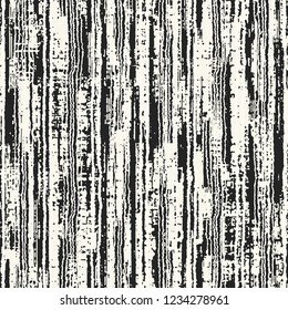 Monochrome Striped Splatter Textured Distressed Background. Seamless Pattern.