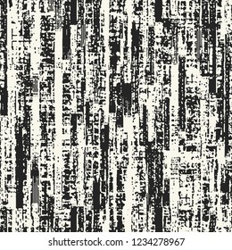 Monochrome Striped Splatter Textured Distressed Background. Seamless Pattern.