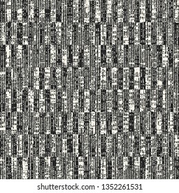 Monochrome Striped Variegated Stroke Textured Distressed Background. Seamless Pattern.