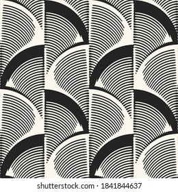 Monochrome Striped Wavy Seamless Pattern