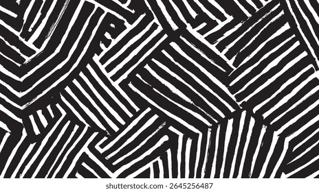 Listras monocromáticas entrelaçam criando padrão abstrato formando gráfico de plano de fundo caótico
