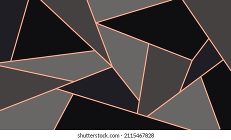 monochrome style background with triangles polygons and golden lines. trendy design like stained glass