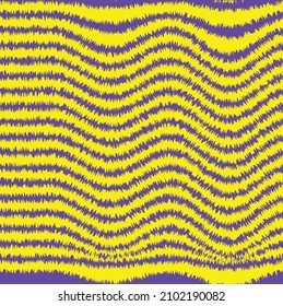 Monochrome Stylish Fringed Wavy Stripes Seamless Vector Pattern Hairy Look Geometric Design Neon Yellow Purple Colors