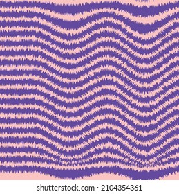 Monochrome Stylish Fringed Wavy Stripes Seamless Vector Pattern Hairy Look Geometric Design Electric Purple Pastel Pink Colors