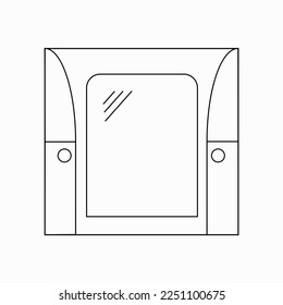Monochrome stylish vintage bath mirror. Vector simple bathroom object in a simple line style