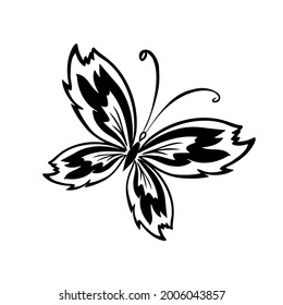 Monochrome stilisierte einfache Schmetterling. Vektorgrafik
