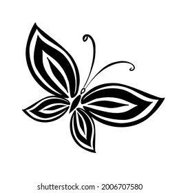 Monochrome stylized simple butterfly. Vector illustration