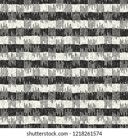 Monochrome Subtle Checked Brushed Textured Distressed Background. Seamless Pattern.