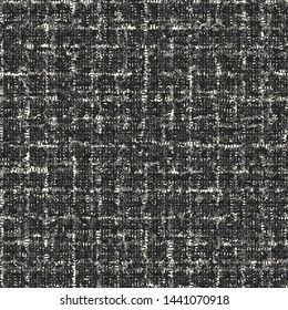 Monochrome Subtle Checked Bouclé Fabric Textured Background. Seamless Pattern. 