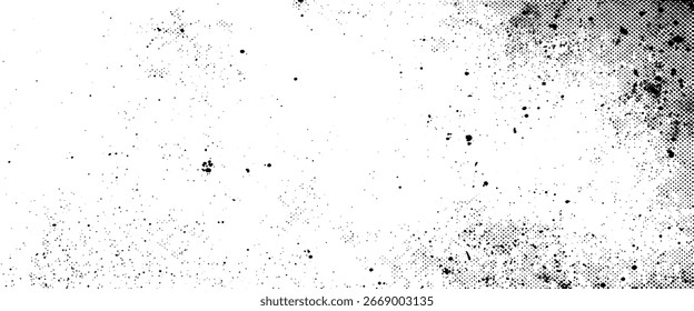 Monochrome subtle halftone texture overlay splattered background