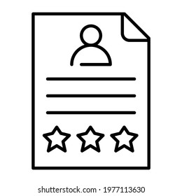 Monochrome summary icon vector illustration. Linear logo of candidate work profile paper sheet isolated. Job application, cv document, user employee interface with professional skill data information