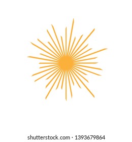 Monochrome sunburst, starburst, bursting rays. Trendy cool flat design element isolated on white. Orange and yellow sunburst background - Vector Illustration. EPS10