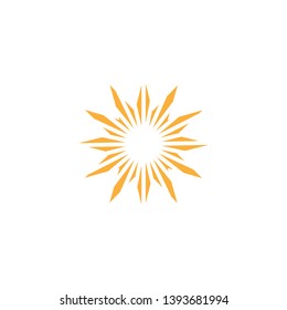 Monochrome sunburst, starburst, bursting rays. Trendy cool flat design element isolated on white. Orange and yellow sunburst background - Vector Illustration. EPS10