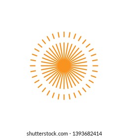 Monochrome sunburst, starburst, bursting rays. Trendy cool flat design element isolated on white. Orange and yellow sunburst background - Vector Illustration. EPS10