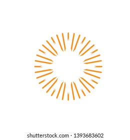 Monochrome sunburst, starburst, bursting rays. Trendy cool flat design element isolated on white. Orange and yellow sunburst background - Vector Illustration. EPS10