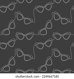 Monochrome sunglasses continuous drawing. Line icon seamless pattern vector. Abstract linear backdrop illustration. Wallpaper, background, fabric, textile, print, wrapping paper or package design.