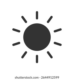 Monochrome Sunny Weather Icon – Black Sun Illustration

