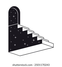 Monochrome surreal ladder. Abstract geometric staircase, modern stair flat vector background illustration. Minimal outline ladder