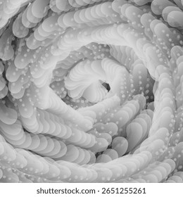 Monochrome Swirl: Overlapping Ovals and Speckles, Abstract Vortex.